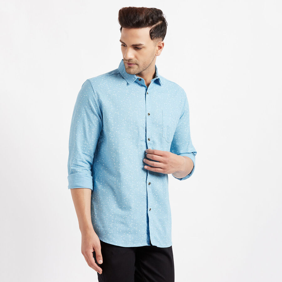 Cotton Printed Casual Shirt, Light Blue, large image number null