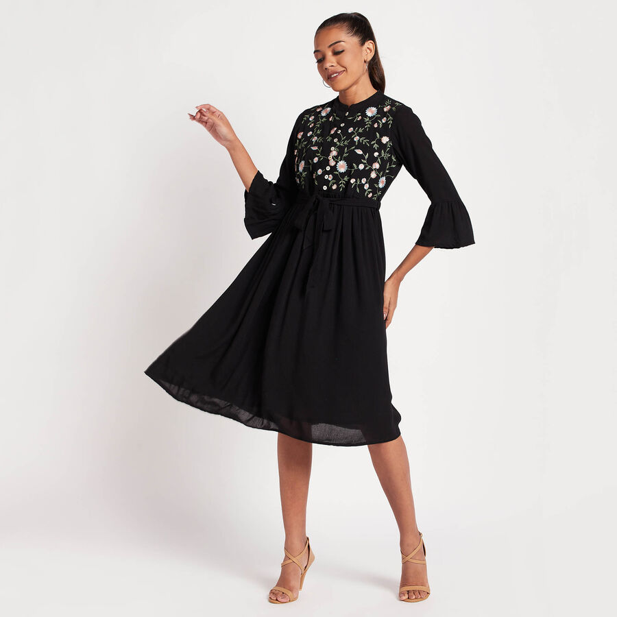 Embroidered Calf Length Women, Black, large image number null