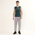 Men's Dark Forest Green V-Neck Athleisure Sleeveless T-Shirt, Dark Green, small