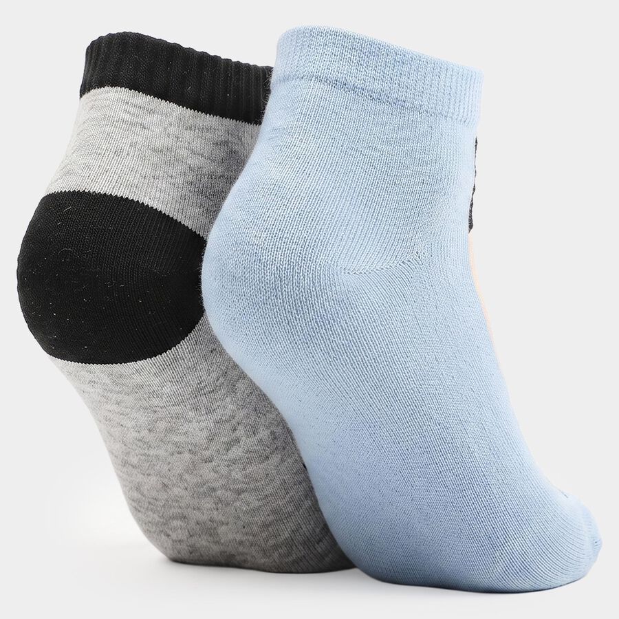 Boys' Ankle Length Pack of 2 Socks ( Grey, Blue ), Light Blue, large