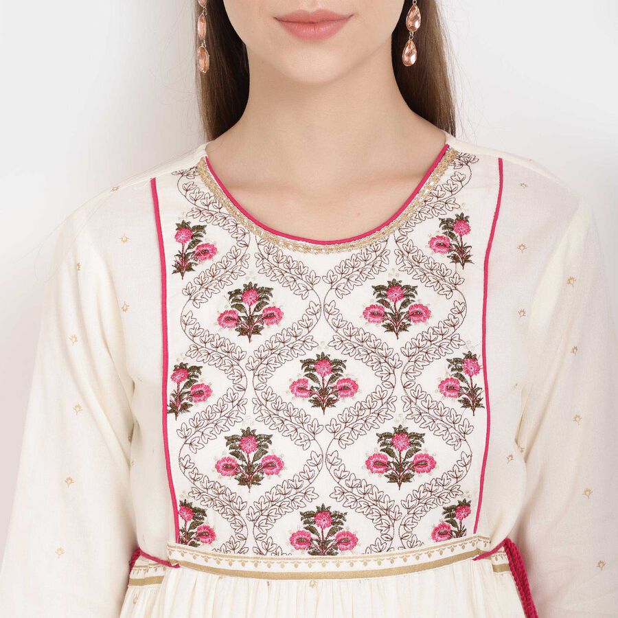 Embroidered Empire Line Kurta, Beige, large image number null