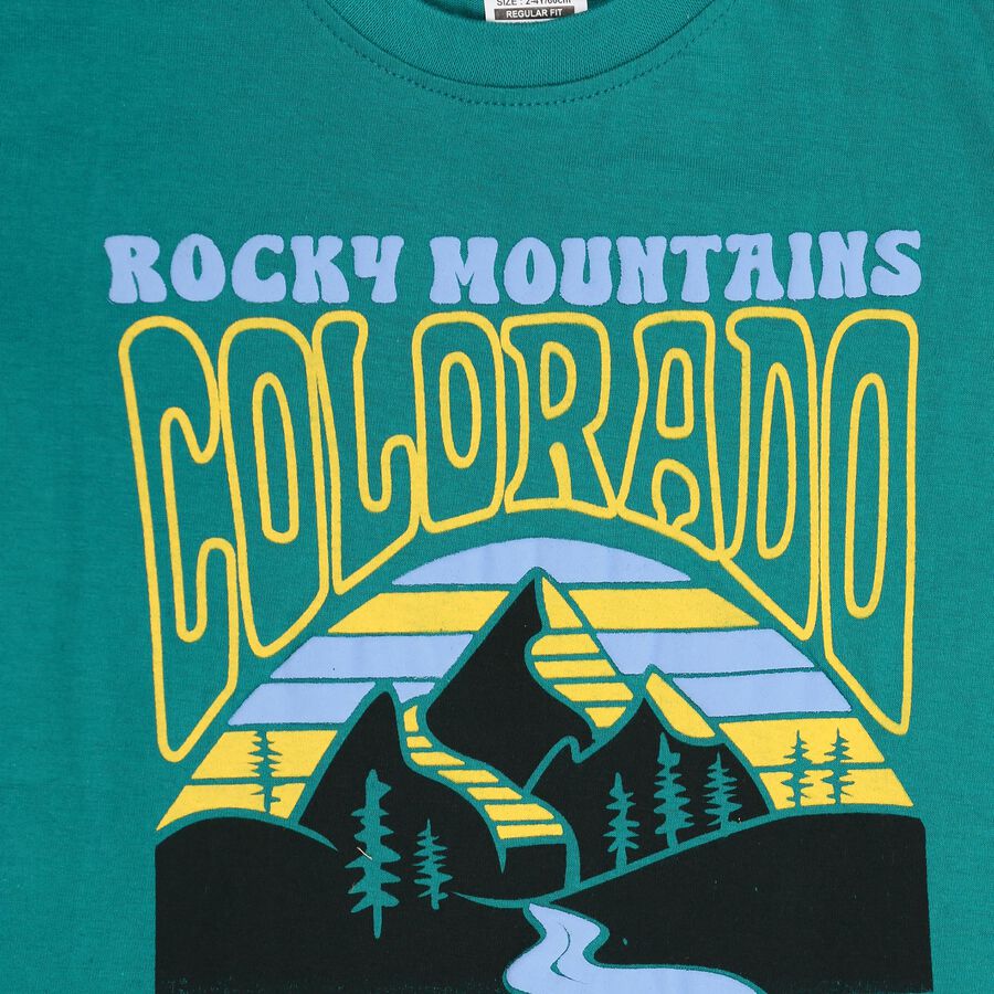 Boys' 100% Cotton Half Sleeves T-Shirt, Dark Green, large image number null