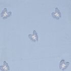 Girls Blue Cotton Round Neck Ruffle Sleeve Butterfly T-Shirt, Light Blue, small