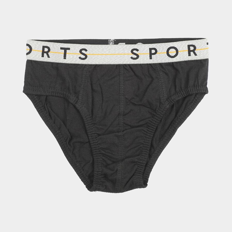 Boys Black Regular Fit Solid Briefs, Black, large