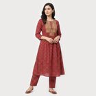 Women's Maroon Embroidered Ethnic Set, Maroon, small
