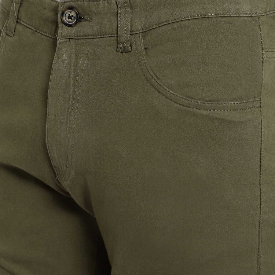 Solid Casual Trousers, Dark Green, large image number null
