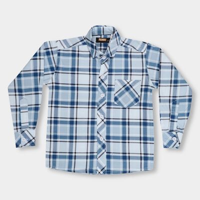 Boys' Light Blue Cotton Classic Collar Casual Shirt