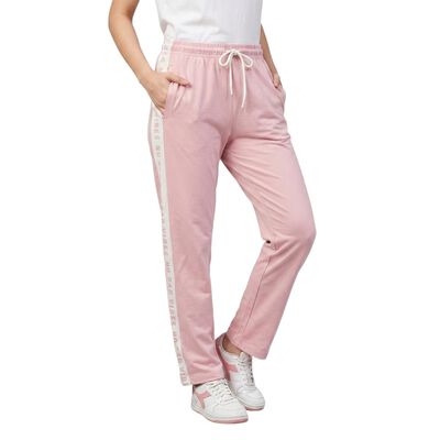 Women's Lilac Straight Fit Side-Tape Track Pants