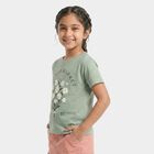 Girls Mint Green Round Neck Regular T-Shirt, हल्का हरा, small