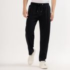 Men's Jet Black Regular Fit Zippered Track Pants, Black, small image number null