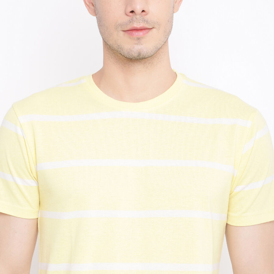 Stripes Round Neck T-Shirt, Yellow, large image number null
