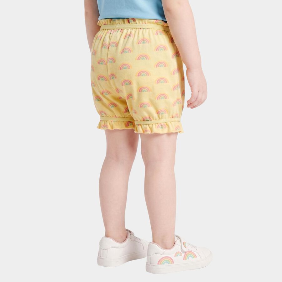 Girls Yellow Regular Fit Rainbow Printed Bloomer, Yellow, large
