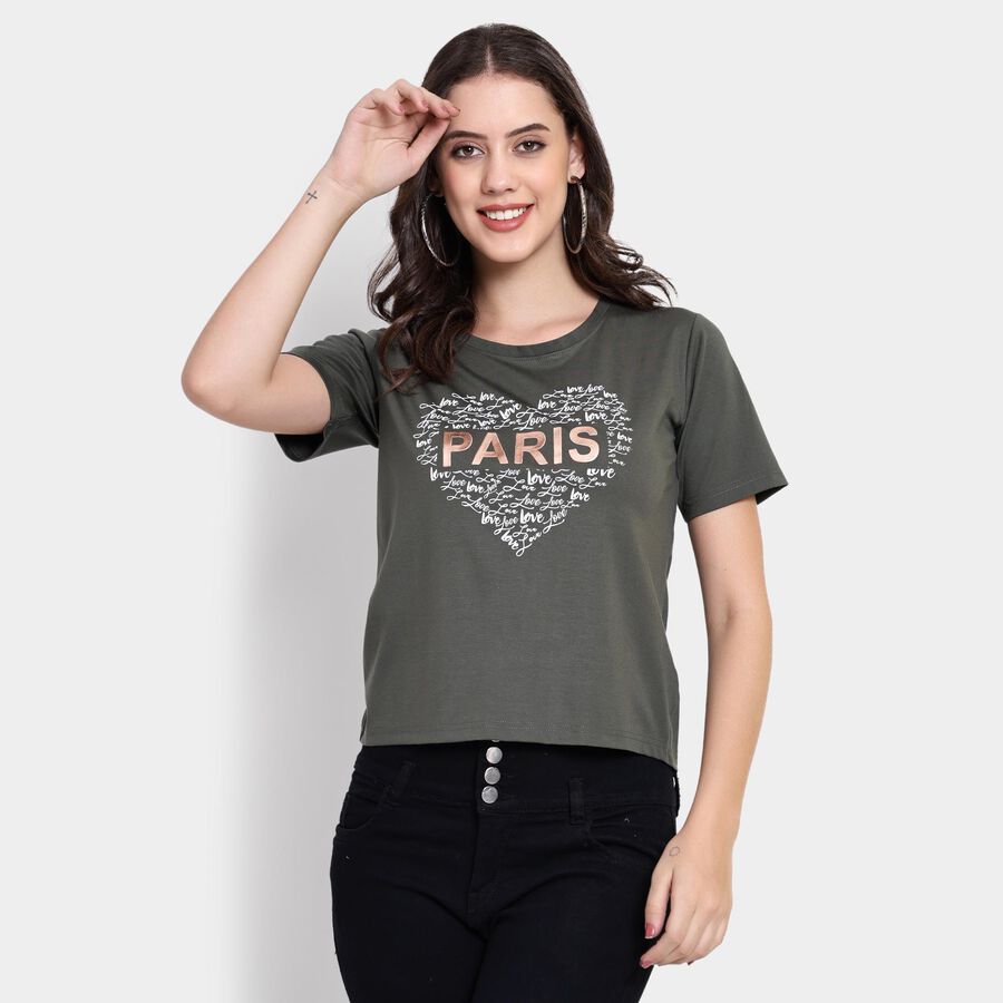 Ladies' Round Neck T-Shirt , Olive, large image number null