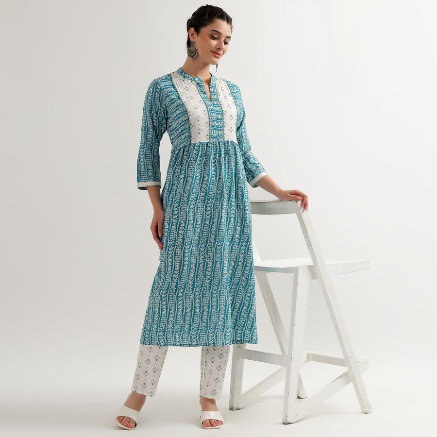 Ladies' Kurta Pyjama Set, Mid Blue, large image number null
