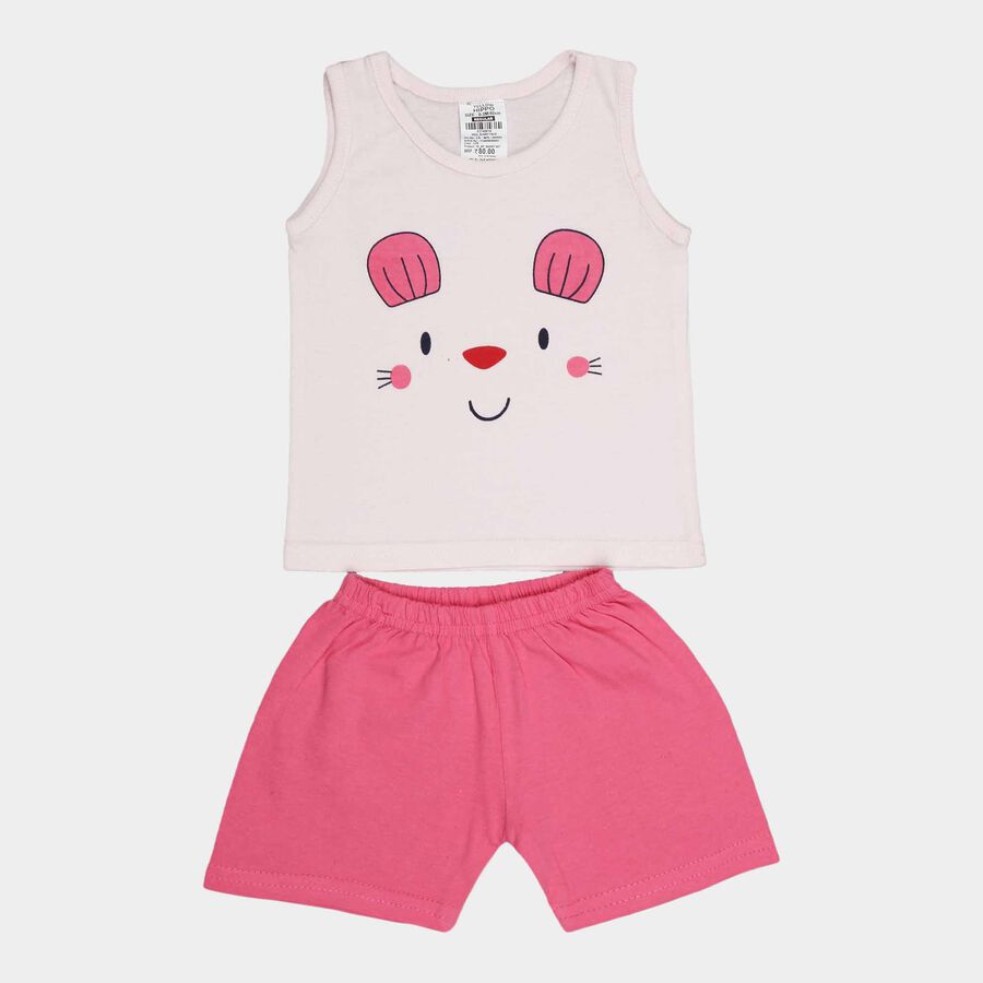 Infants Cotton Shorts Set, Light Pink, large image number null