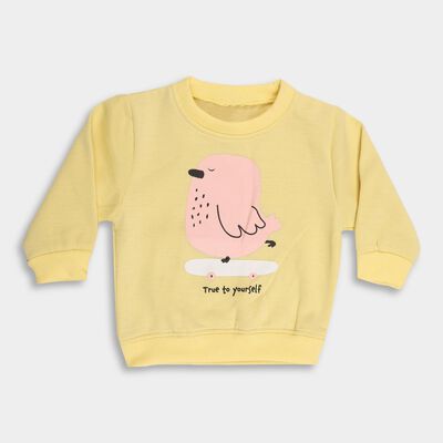 Infants' Soft Yellow Crew Neck Casual Sweatshirt