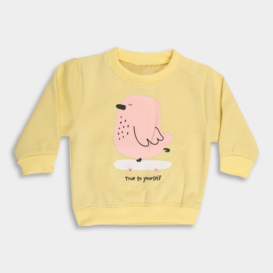 Infants' Soft Yellow Crew Neck Casual Sweatshirt, पीला, large image number null