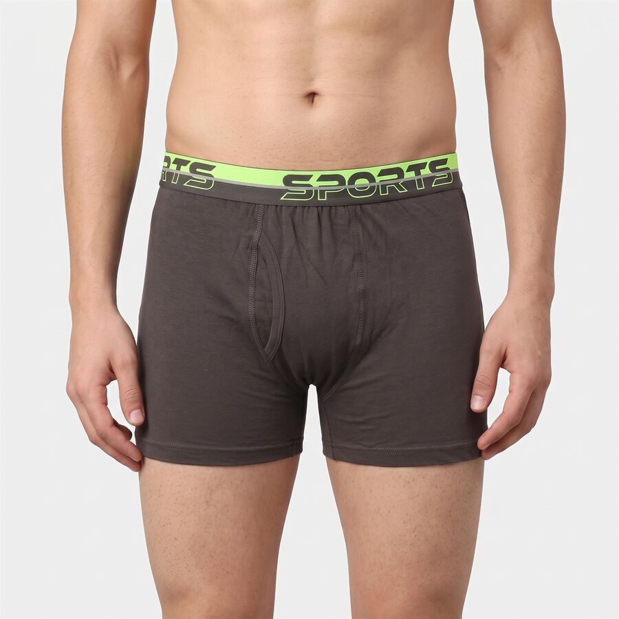 Men's Grey Regular Fit Solid Trunks, गहरा ग्रे, large