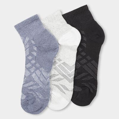 Men's Steel Blue and White Regular Fit Geometric Pattern Pack of 3 Socks