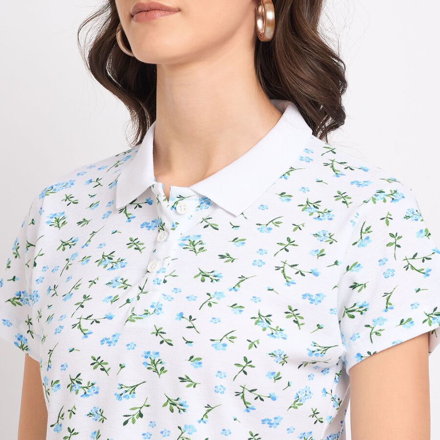 Ladies' 100% Cotton Polo T-Shirt, ऑफ व्हाइट, large image number null