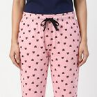Women's Pink Straight Fit Printed Capri, Light Pink, small