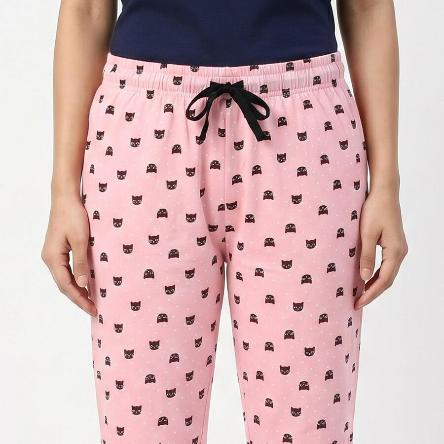 Women's Pink Straight Fit Printed Capri, Light Pink, large