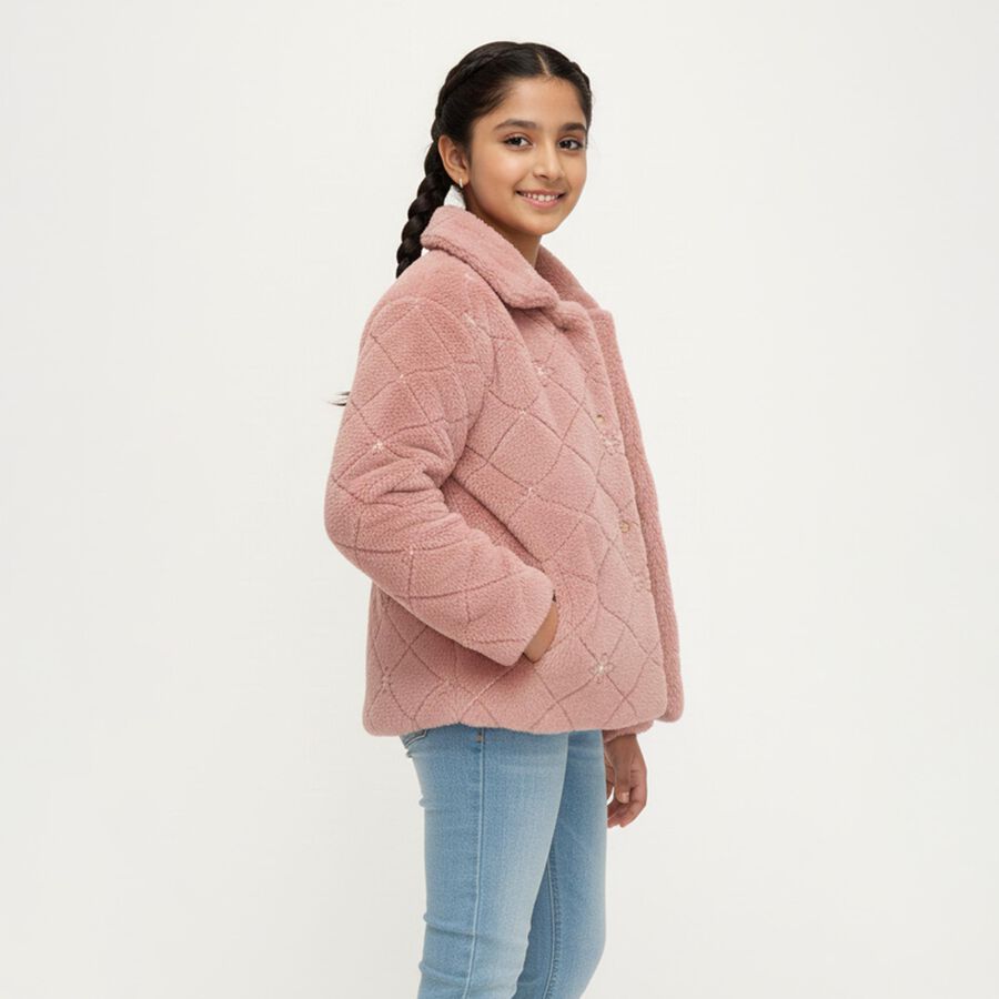 Girls Dusty Pink Classic Casual Jacket, Pink, large image number null