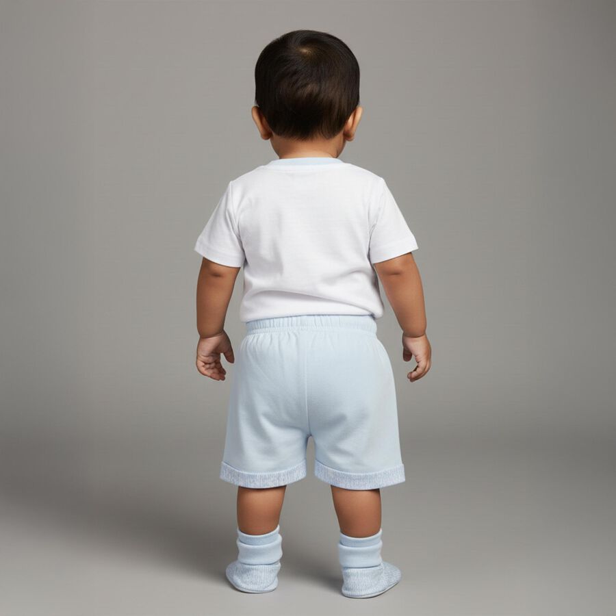 Infants Light Baby Blue Printed Cotton Baba Suit, हल्का नीला, large image number null