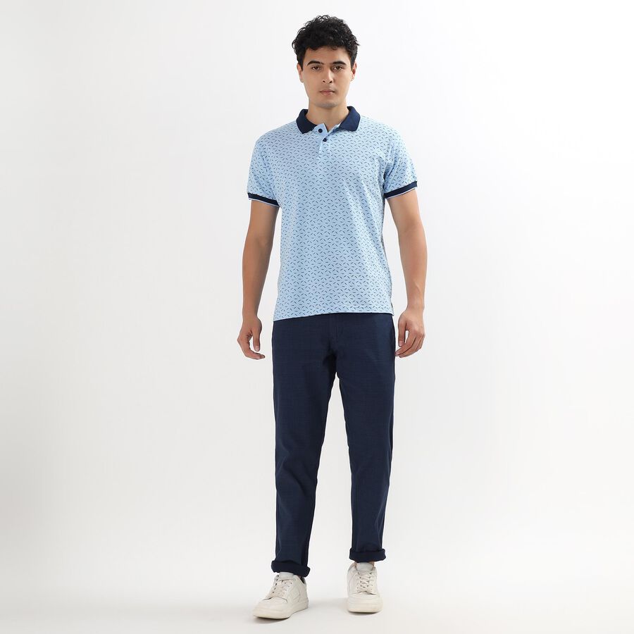 Men's Slim Fit Casual Trousers , Navy Blue, large image number null