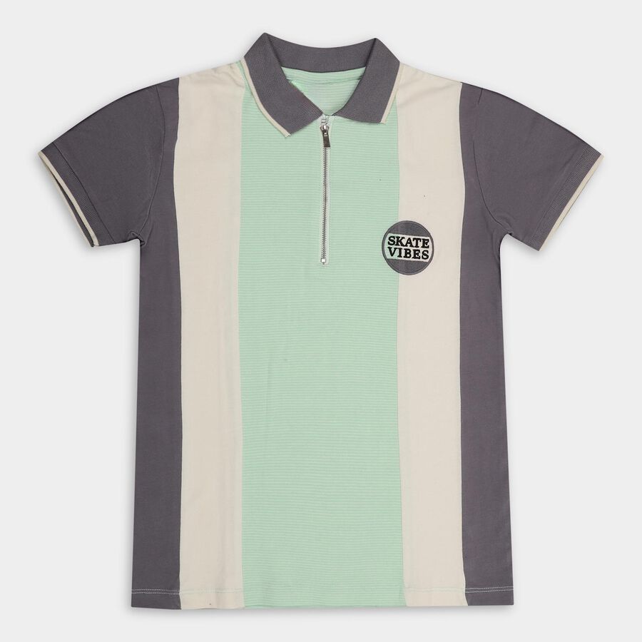 Boys' 100% Cotton Half Sleeves T-Shirt, Light Green, large image number null