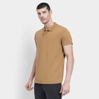 Men's Muted Brown Polo Neck T-Shirt, Brown, small