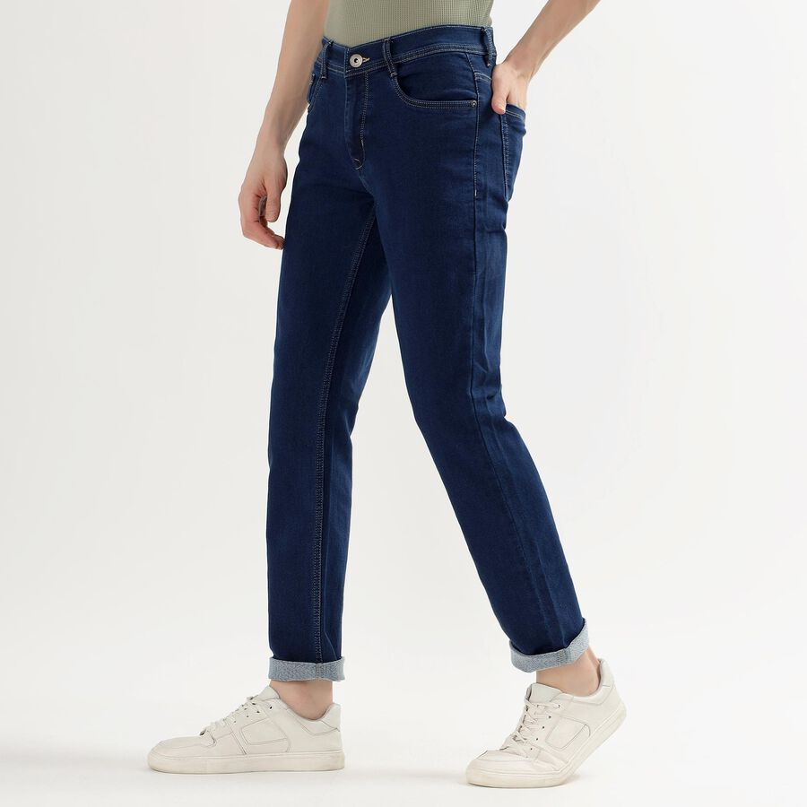 Women's Deep Midnight Navy Blue Straight Fit Classic Jeans, Mid Blue, large image number null