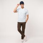 Men's Light Green Cotton Polo Neck Printed T-Shirt, Light Green, small