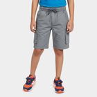 Boys' Light Grey Cotton Relaxed Fit Bermuda Shorts, Light Grey, small
