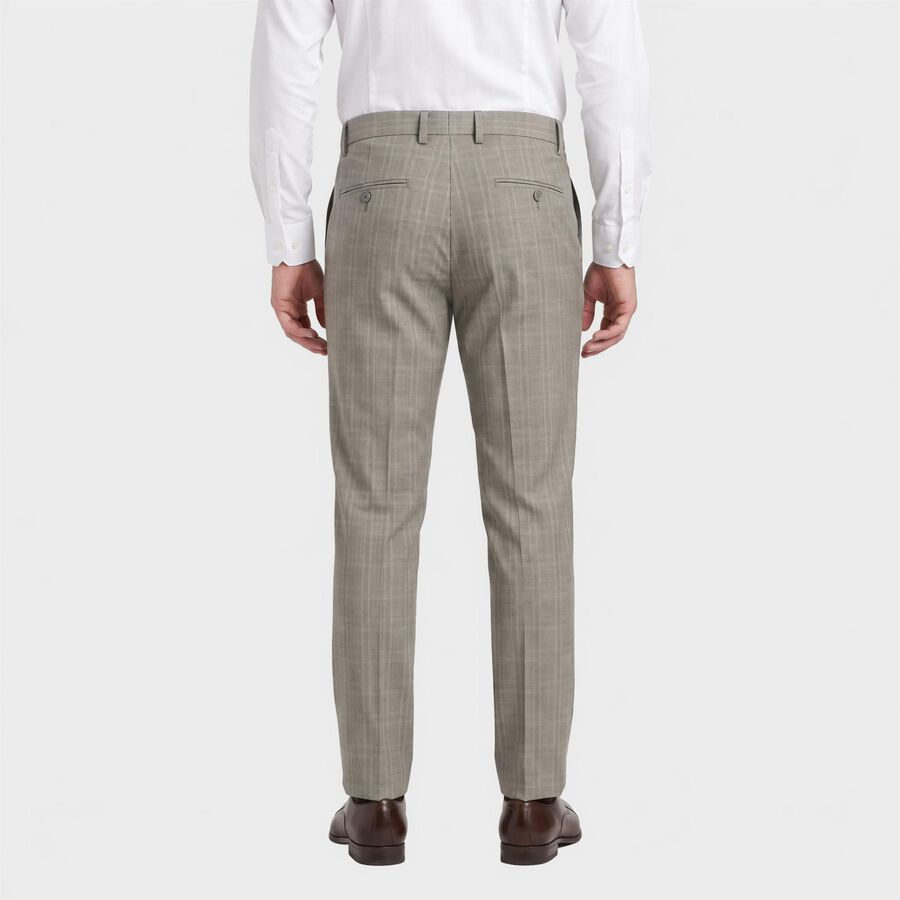 Men's Grey Slim Fit Checked Formal Trousers, Light Grey, large