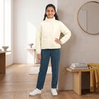Girls' Beige Stand Collar Puffer Jacket, गहरा पीला, small