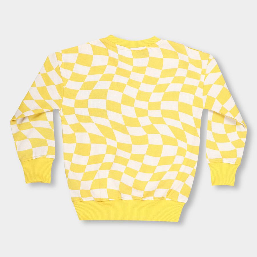 Boys Bright Yellow Crew Neck Printed Sweatshirt, Yellow, large image number null