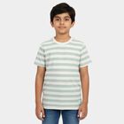 Boys Green Round Neck Graphic Print T-Shirt, Light Green, small