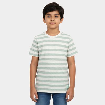 Boys Green Round Neck Graphic Print T-Shirt