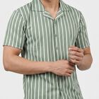 Men Green Camp Collar Casual Shirt, Light Green, small