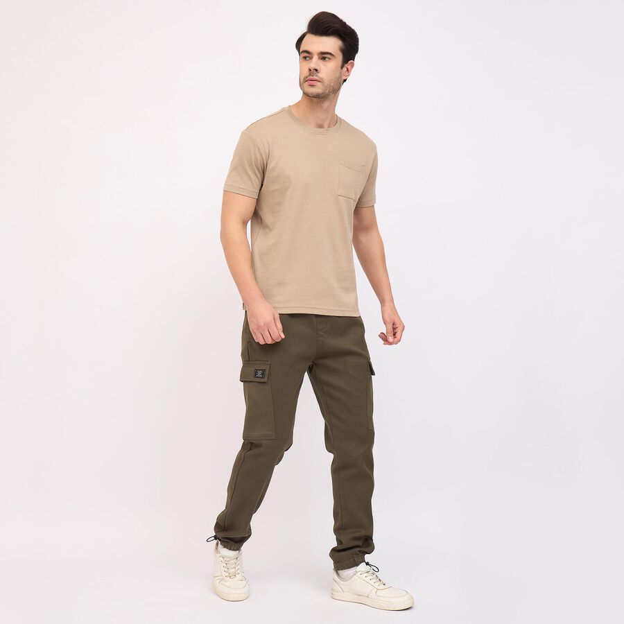 Men's Cargo Slim Fit Casual Trousers, Olive, large image number null