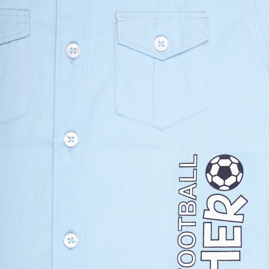 Boys' Cotton Casual Shirt, हल्का नीला, large image number null