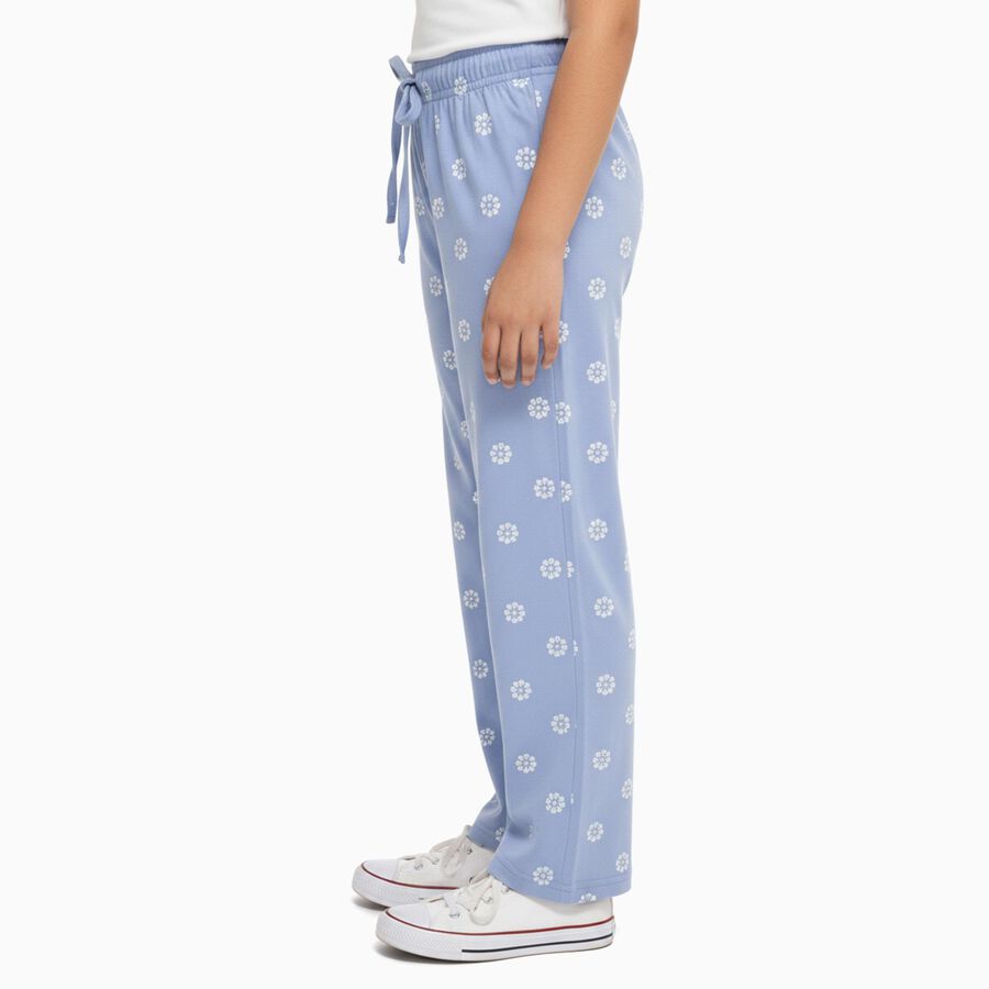 Girls' Light Blue Floral Printed Cotton Blend Pyjama, Light Blue, large image number null