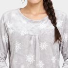 Women Grey Round Neck A-Line Nighty, हल्का ग्रे, small