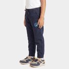 Boys' Navy Blue Logo Patch Jogger Trousers, नेवी ब्लू, small