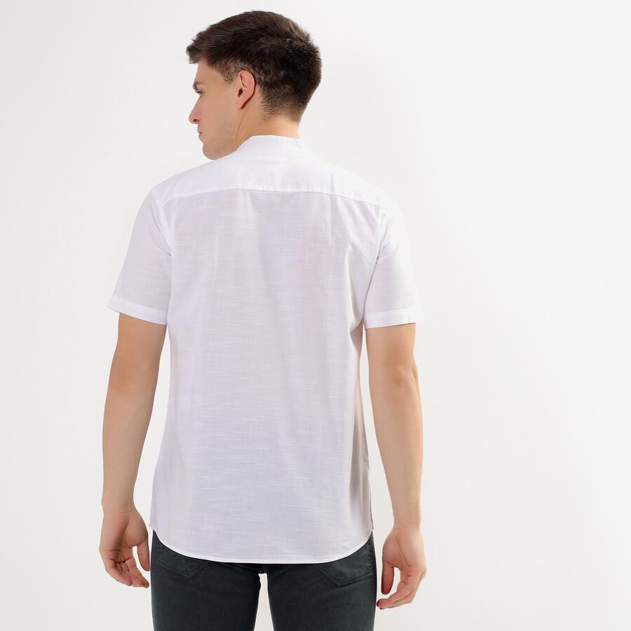 Men's Rich Eggshell White Cotton Regular Collar Casual Shirt, White, large image number null
