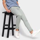 Men's Slim Fit Casual Trousers , हल्का हरा, small image number null