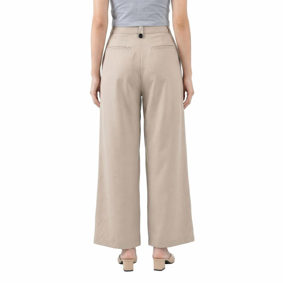 Women's Light Grey Wide Leg Pleated Trousers, हल्का ग्रे, large