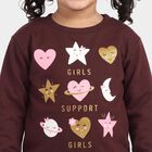 Girls' Wine Round Neck Graphic Print Sweatshirt, Wine, small