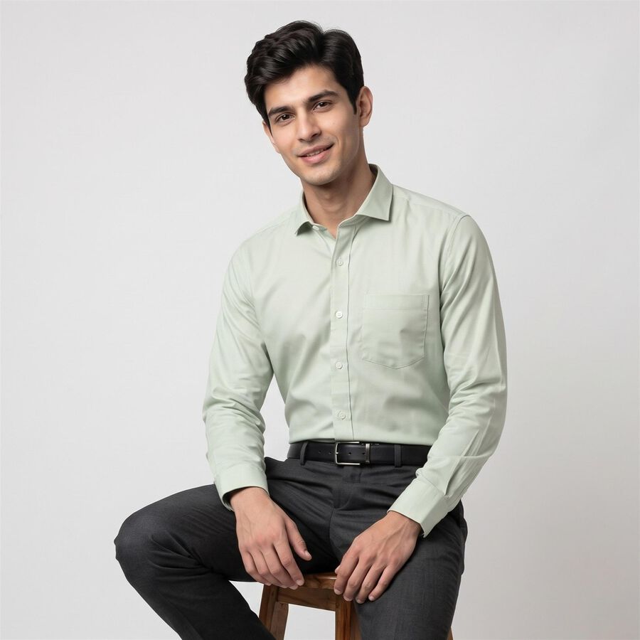 Men's Mint Green Regular Fit Formal Shirt, Light Green, large